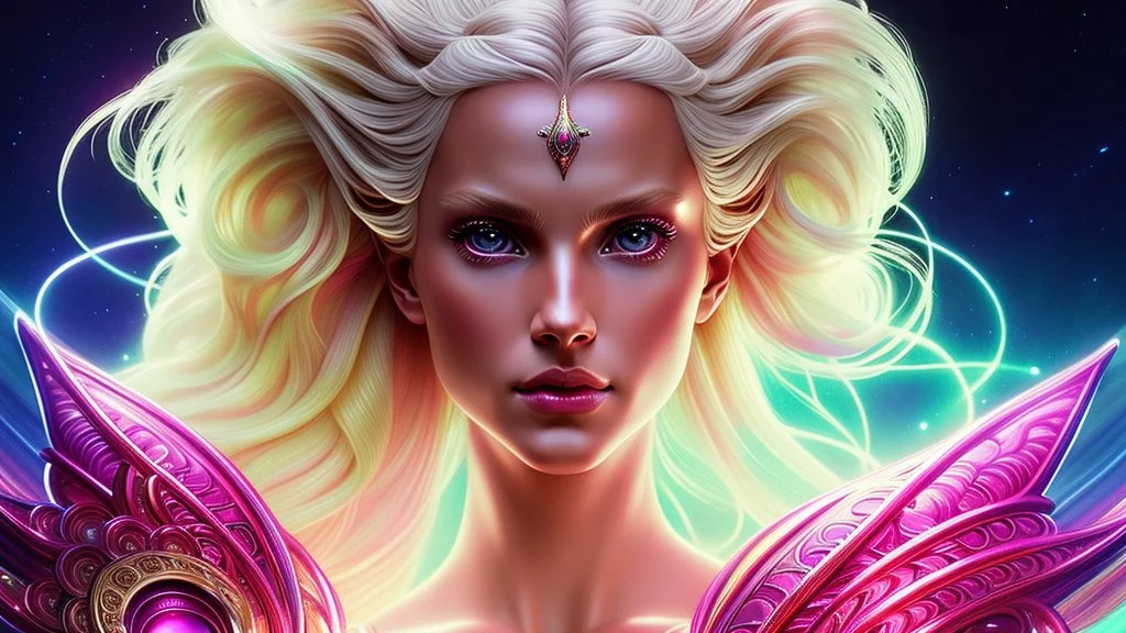 Lexica Aperture v2 Hyper detailed ultra sharp, trending on artstation, vibrant aesthetic, blonde ethereal sublle (((smiling)))+++ luminous heavenly goddess, angel, colorful, psychedelic, ornate, intricate, digital painting, concept art, smooth, sharp focus, illustration, not human anthropomorphic alien cyborg, art by artgerm and greg rutkowski and h. r. giger, louis royo, salvador dali, 8 k