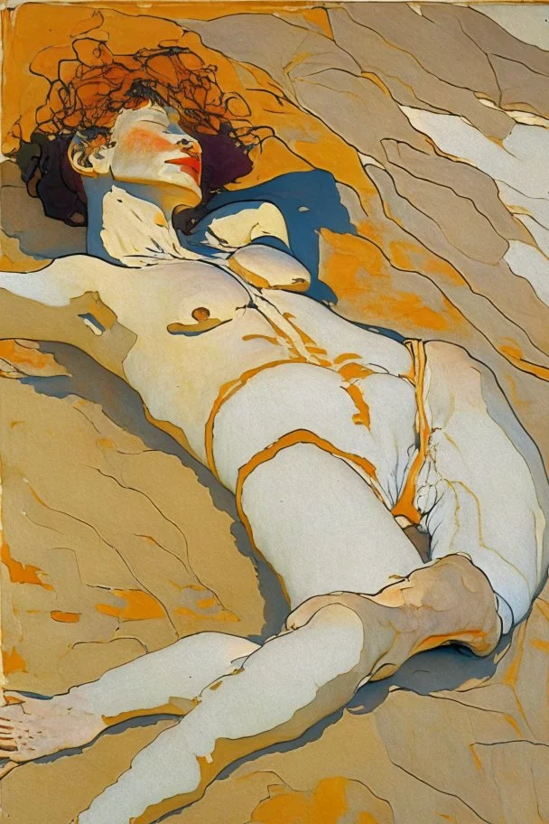 woman in a sun bath, similar to egon schiele