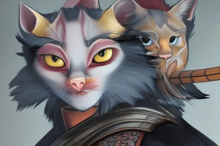 full body Samurai Cat perfect faced (((I'm the style of Mark E. Rogers))), hyperrealism, digital painting of an animation character, character illustration, glen keane, lisa keane, realistic, disney style character, detailed, digital art, 4k, ultra hd, beautiful d&d character portrait, colorful fantasy, detailed, realistic face, digital portrait, intricate armor, fiverr dnd character, wlop, stanley artgerm lau, ilya kuvshinov, artstation, hd, octane render, hyperrealism