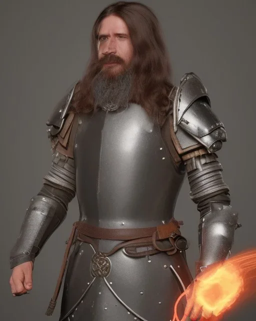 d&d character artificer male long hair blacksmith armor