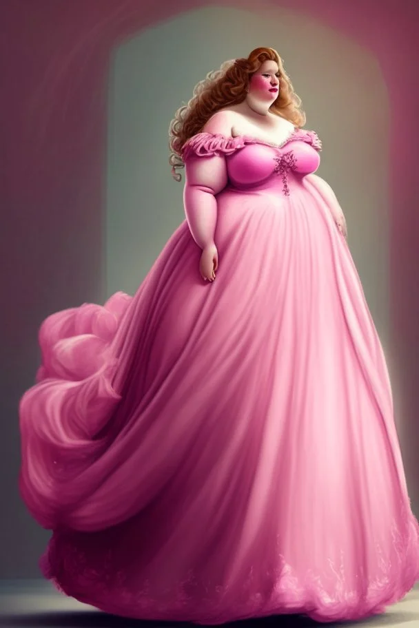 aesthetic princess with long pink dress