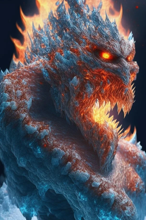 Lava iced fused creature ,insanely detailed,16k resolution,