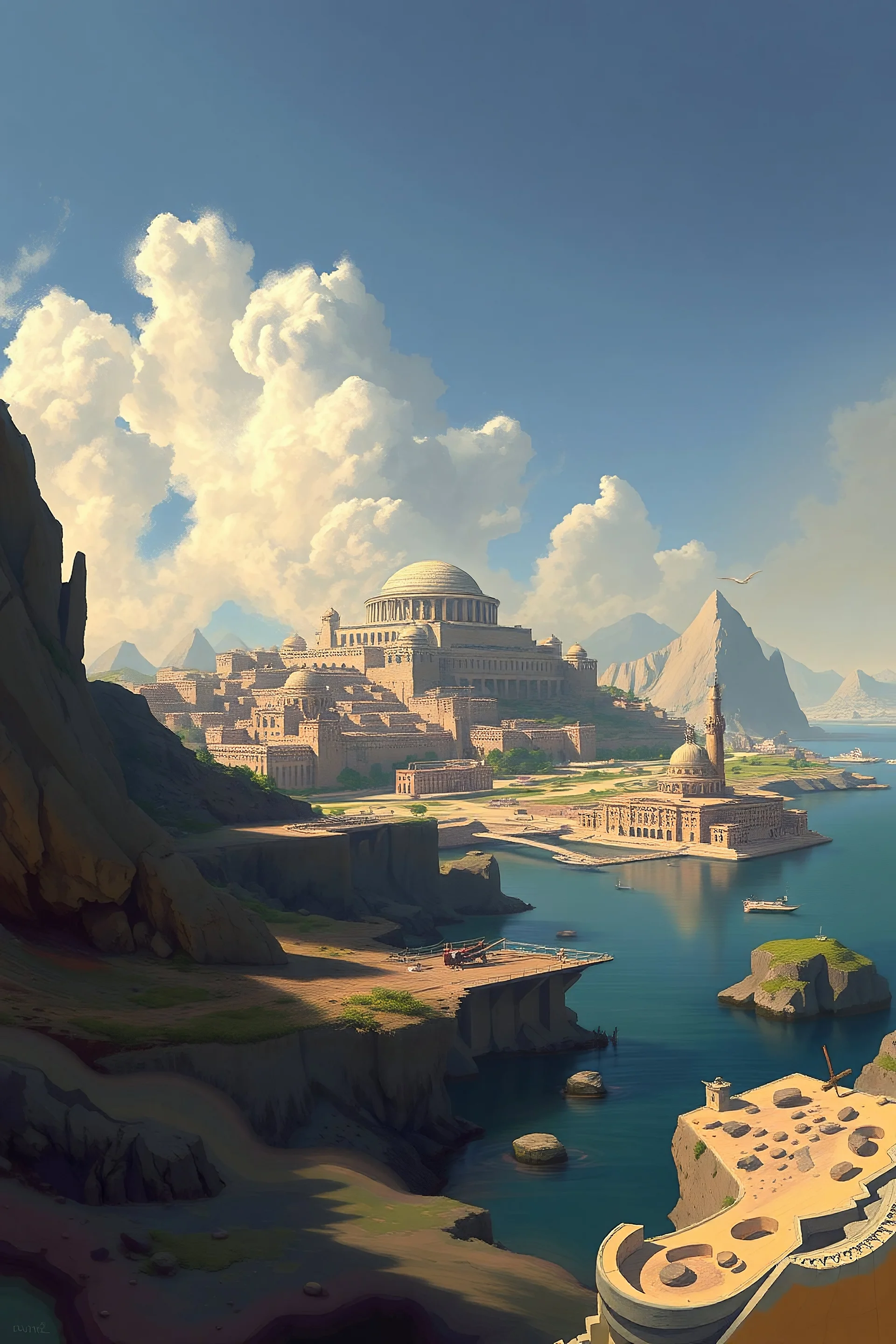 Paint a depiction of what the city of Atlantis would have looked like at its peak.