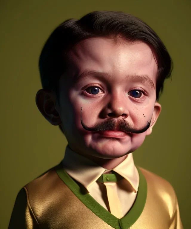 Salvador Dali toddler, full body, dramatic lighting, hyper realistic