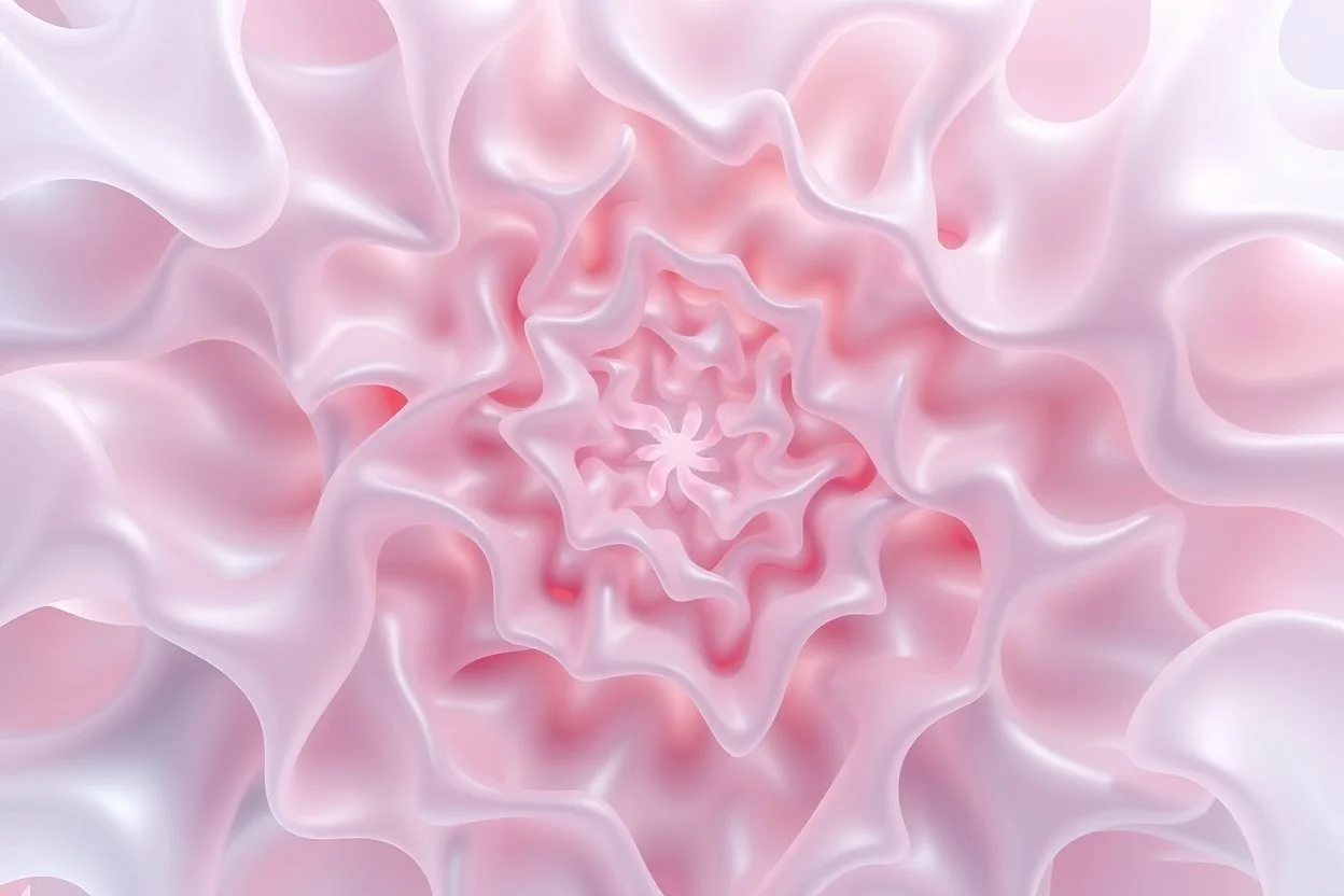 Mesmerizing abstract 3d visual, mass of flowing translucent shapes, centered, soft aesthetic, negative space.