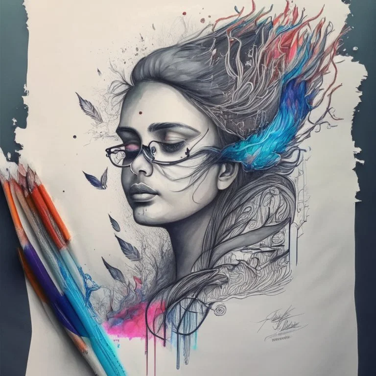 Utilize flowing and rhythmic patterns to represent the allure and mystique of drug addiction, balanced with contrasting elements symbolizing recovery, pencil colour style