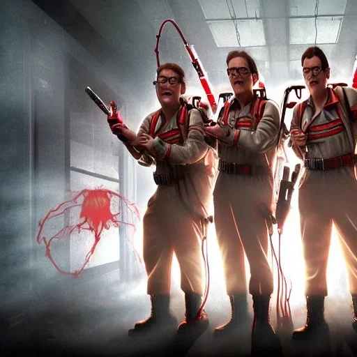 imagine a detailed photo of zombie ghostbusters, ultra realistic, cinematic