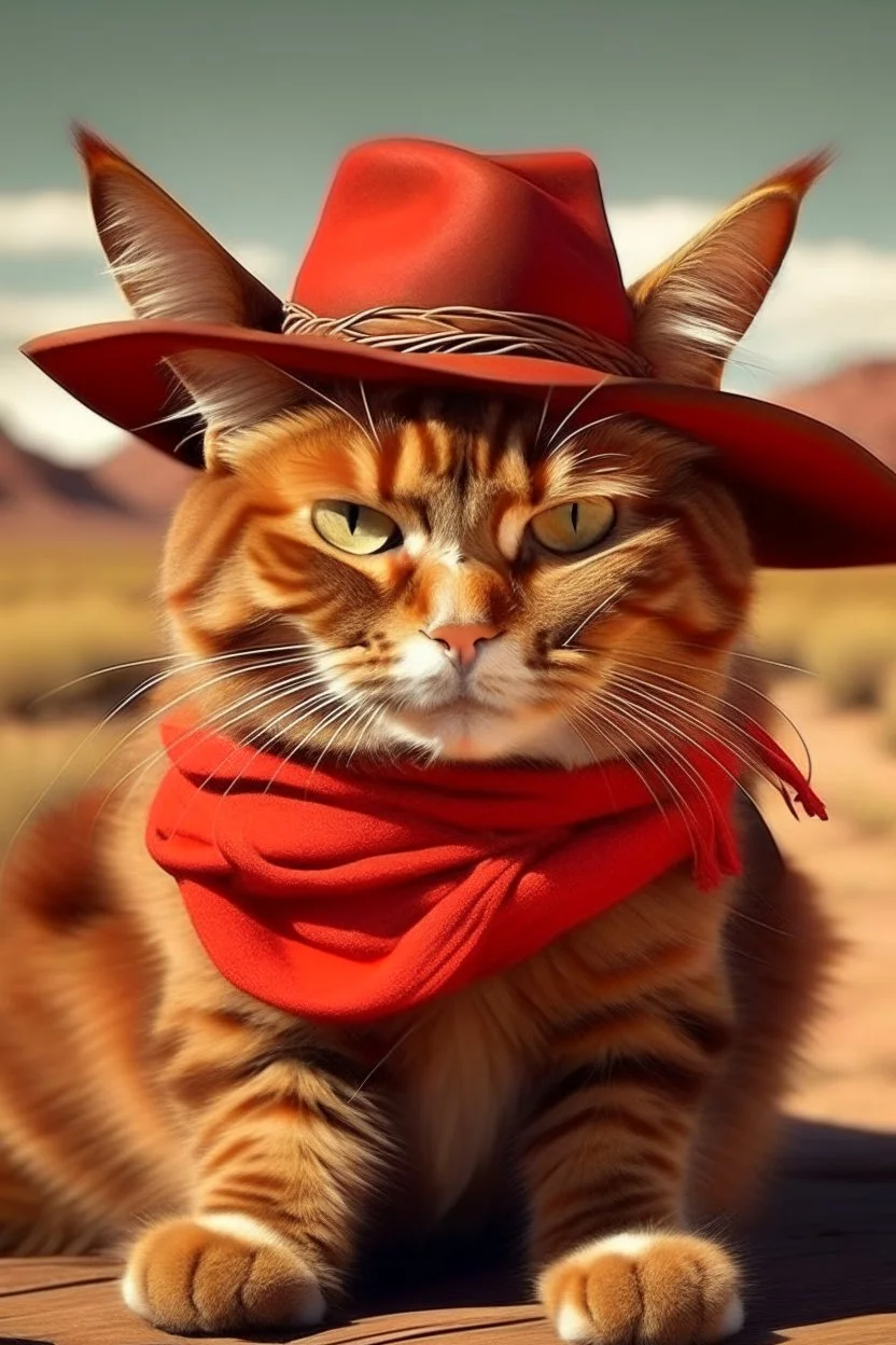 gato de colorado, vestido de cowboy, dentro de el lejano oeste. estilo caricatura real