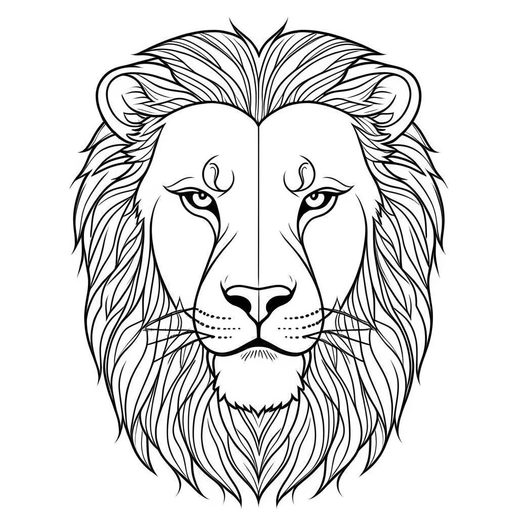 lion, animal, full view, realistic face, coloring page, only draw lines, coloring book, clean line art, –no sketch, color, –ar 3:4, white background, minimalistic black lines, minimal black color, low level black colors, coloring page, avoid thick black colors, thin black line art, avoid colors, perfect shape, perfect clear lines,