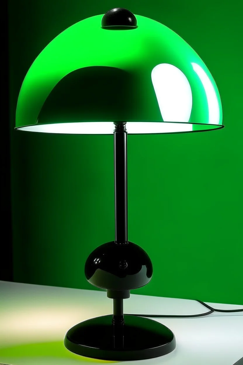 gaming table lamp inspired by knee, modern design, black and green color