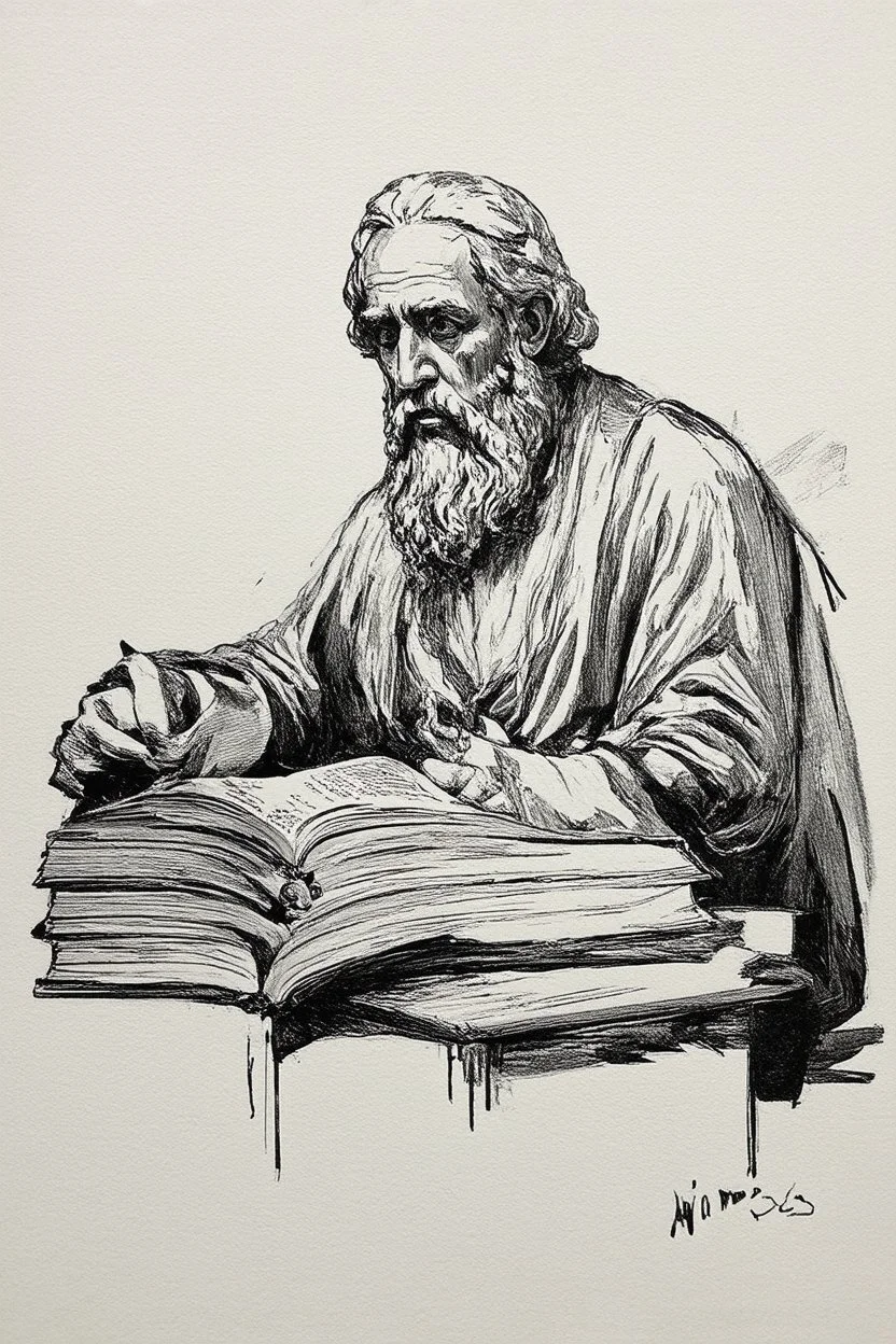 sketch black and white socrates studying in the republic
