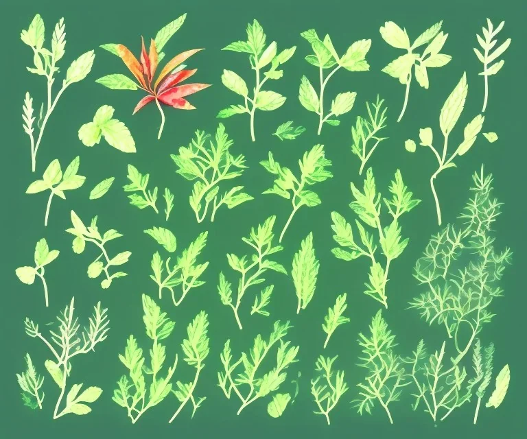 Vector plants and herb set illustration. Watercolor illustration.3D color