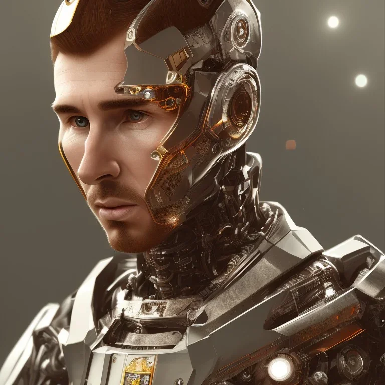 portrait,perfect face lionel messi, robot,realistic, intriacte detail, sci-fi fantasy style, volumetric lighting, particales,highly detailed,cinamatic, deep colours,8k