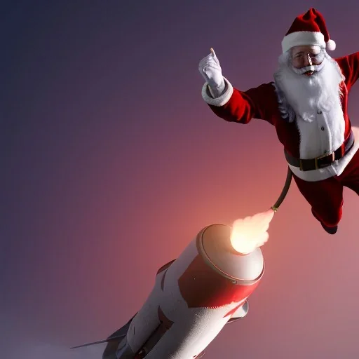 Jet pack, roketle uçan noel baba, octane render, 8k, --ar 1:1