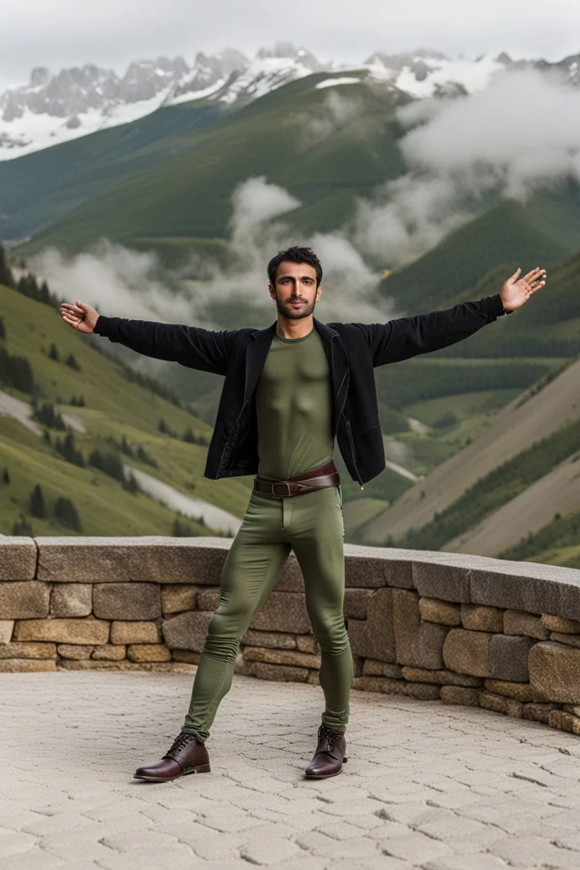 A full-body shot of a young azeri man