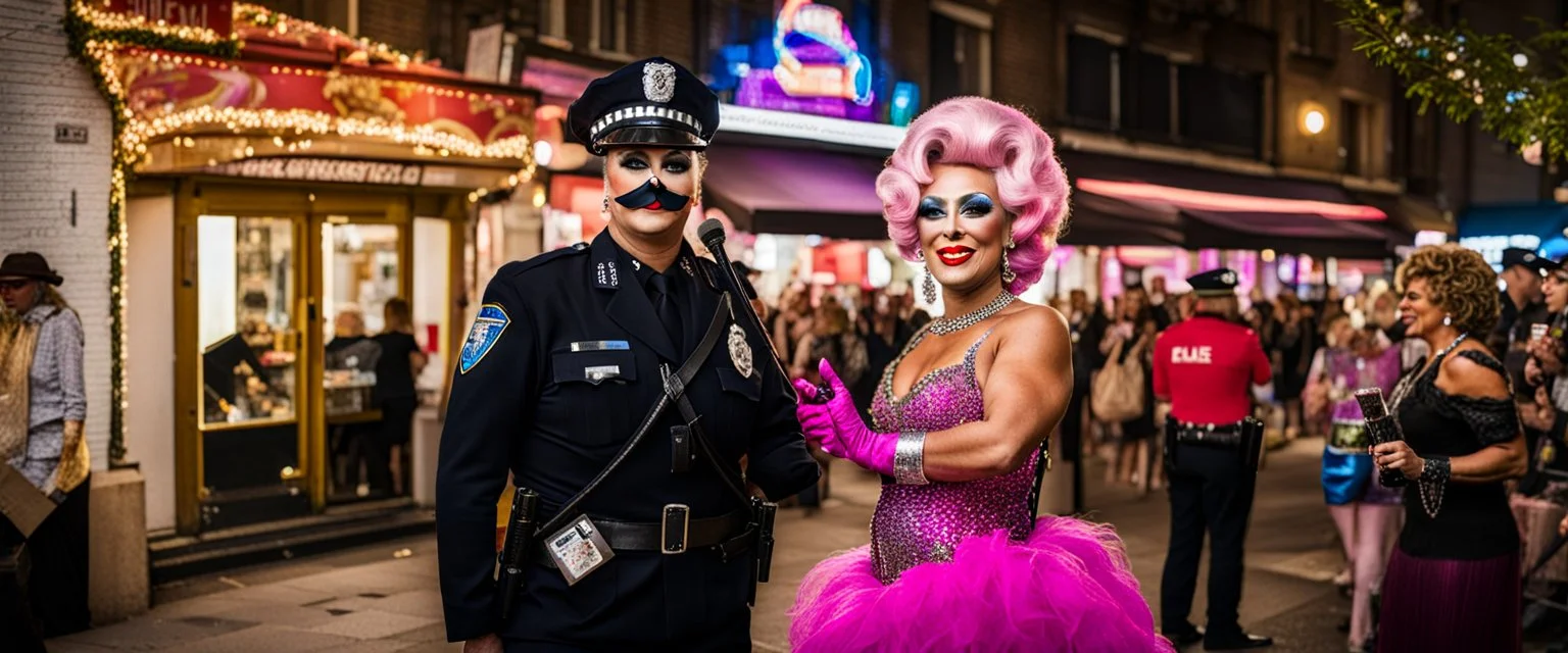 policeman dressed as a drag queen