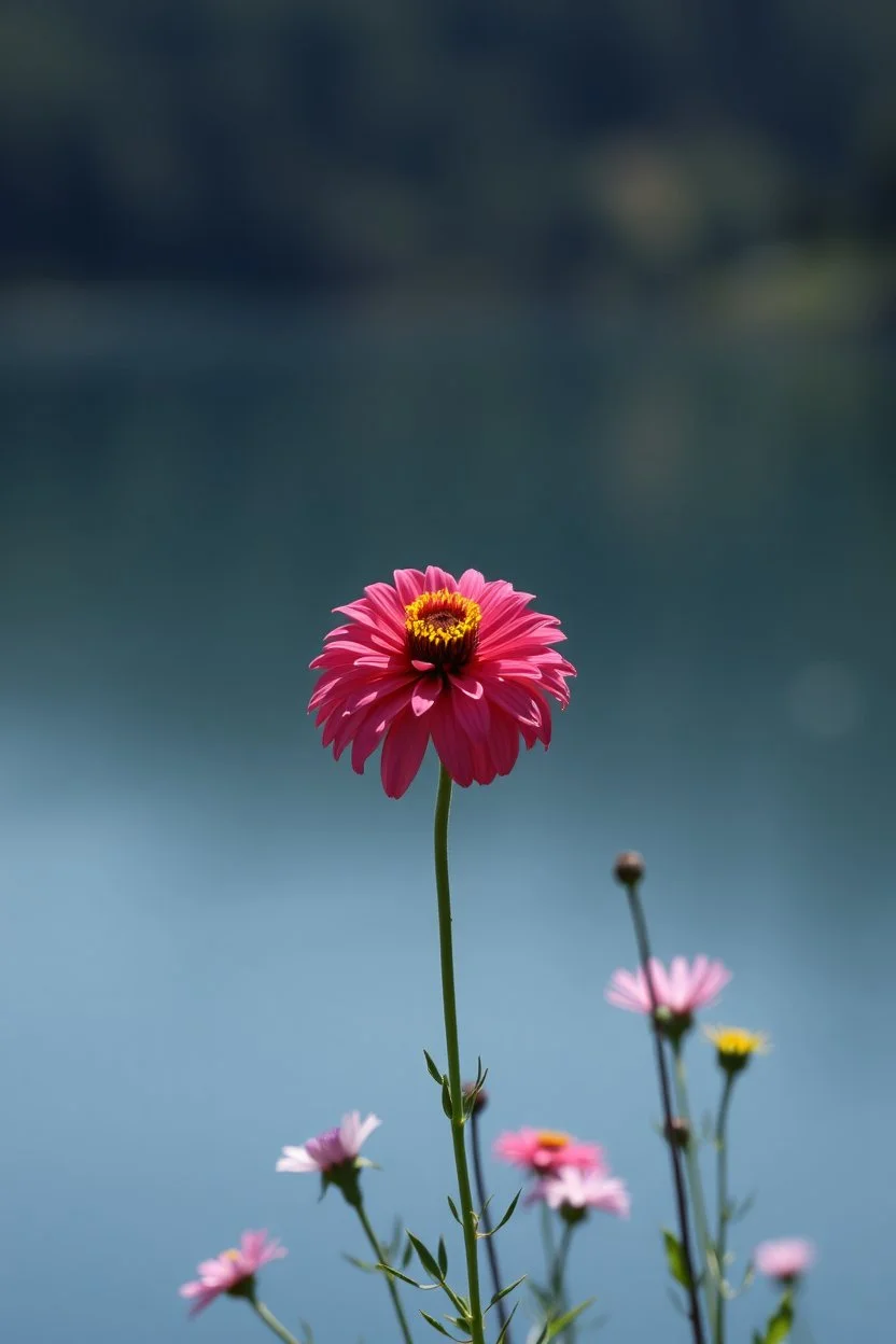 Flowers by the lake