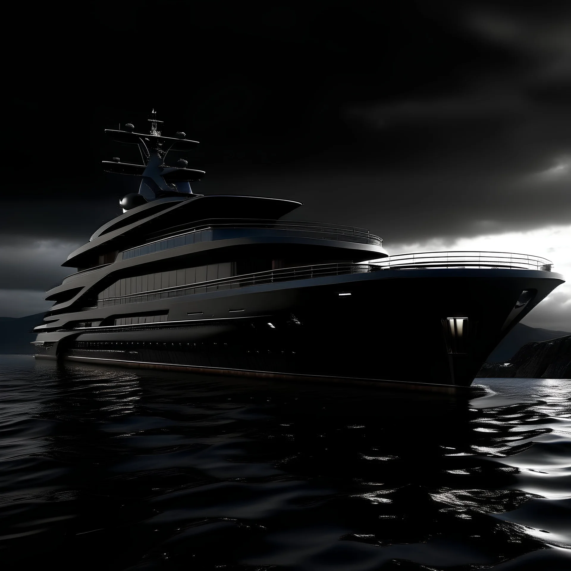 Yacht noir de 120 mètres