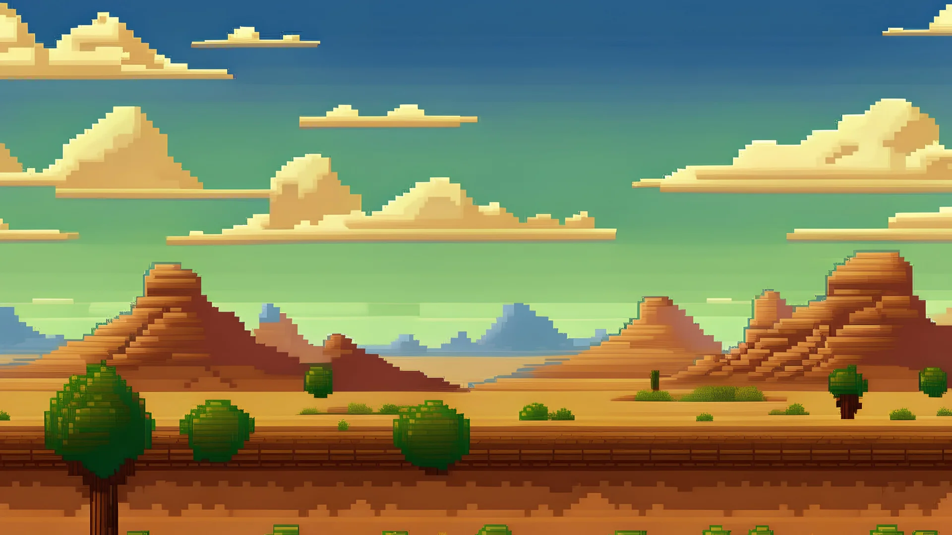 Pixel art of a desert landscape