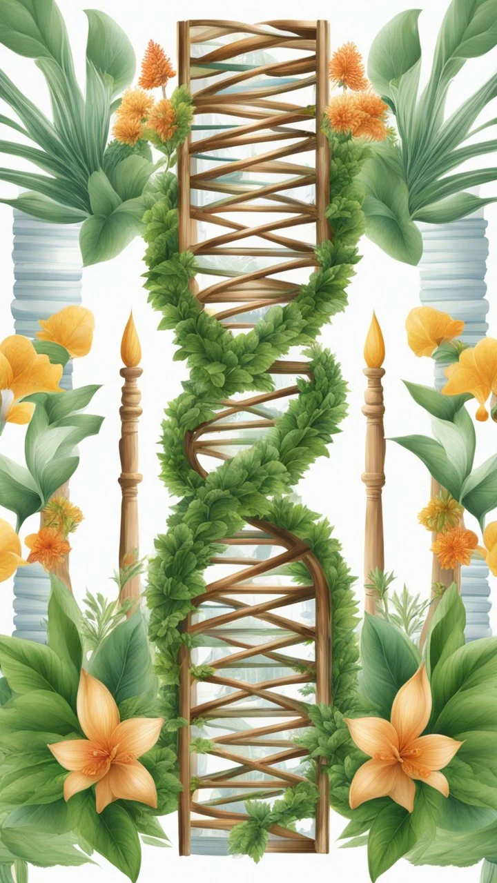 Color Logo DNA around it plants, white background, intricate details, highly detailed, high details, detailed portrait, masterpiece,ultra detailed, ultra quality