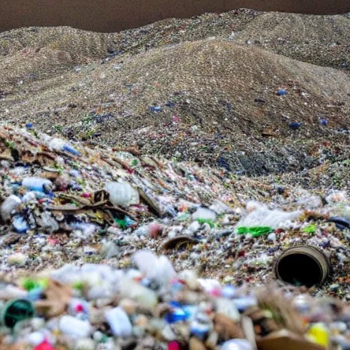 A photo of a landfill or waste disposal site to represent the issue of non-recyclable filters.