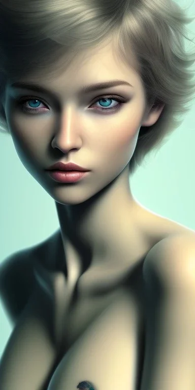 Realistic girl photo, full body, super detail, Porn model, short hair, curly hair, green hair, 16k resolution, super hd, 4000 Pixel,