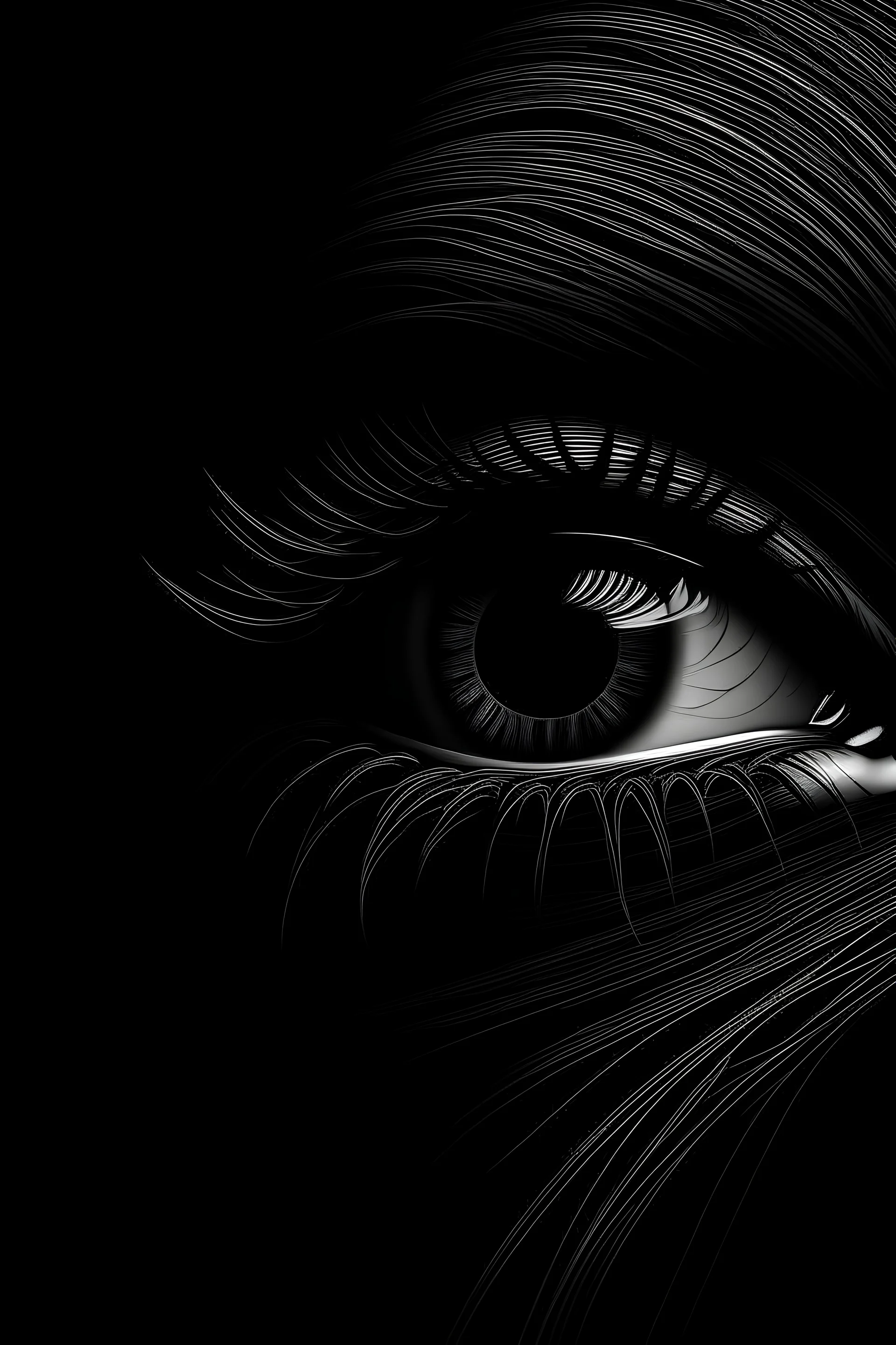 drawn eyelashes, on black background 8k
