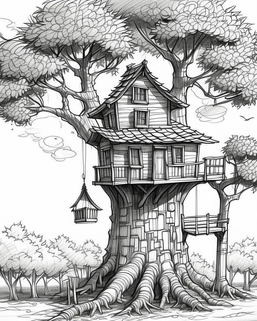 dibujo casa con forma de arbol