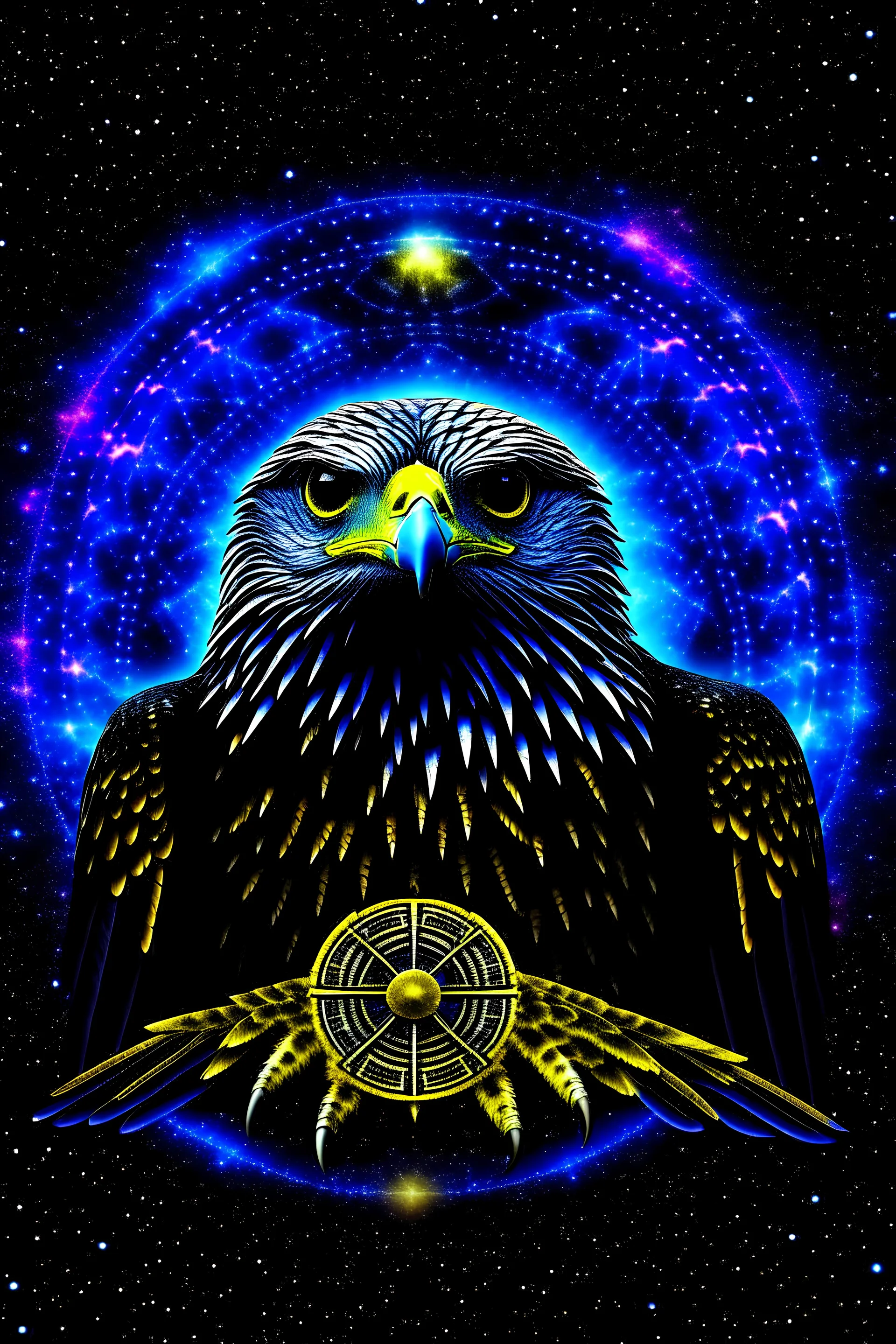 visionary eagle of dark matter, with celestial instance voices of reason in the background