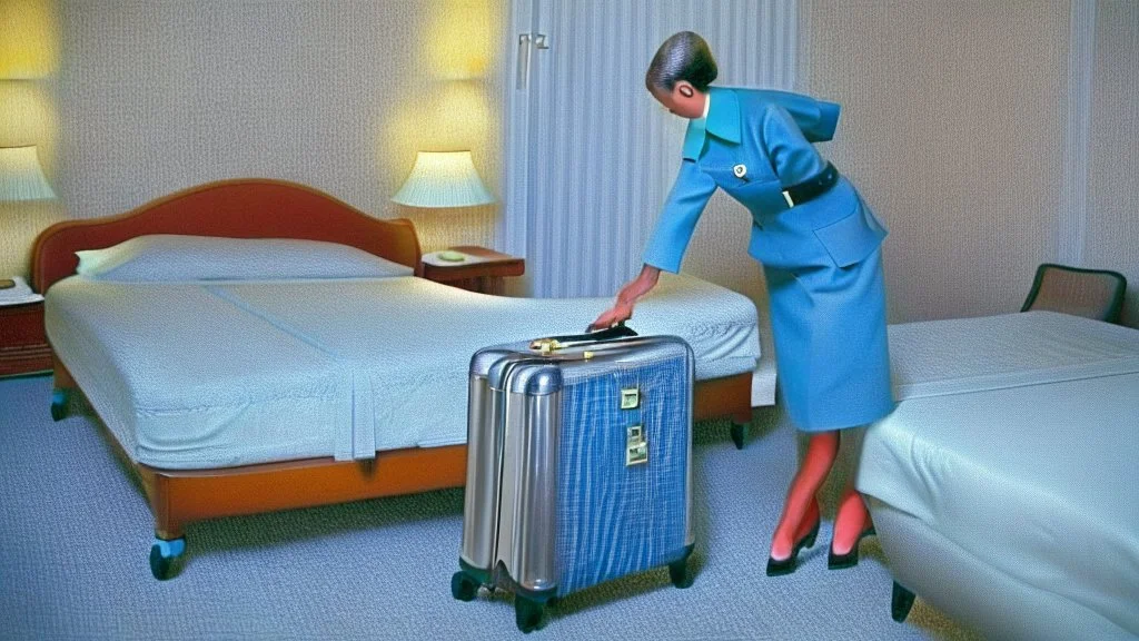 paranoid housekeeping taking a suitcase out of someone's room