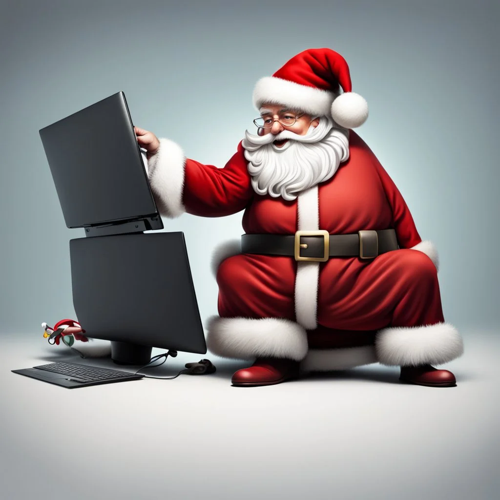 Santa Claus installing a Linux distribution