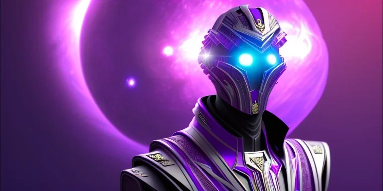 futuristic purple galaxy super villain that has taken over the universe