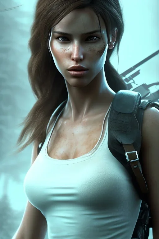 lara croft, wearing tactic clothes, 8k resolution, realistic, unreal engine, cinematic lighting, octane render.