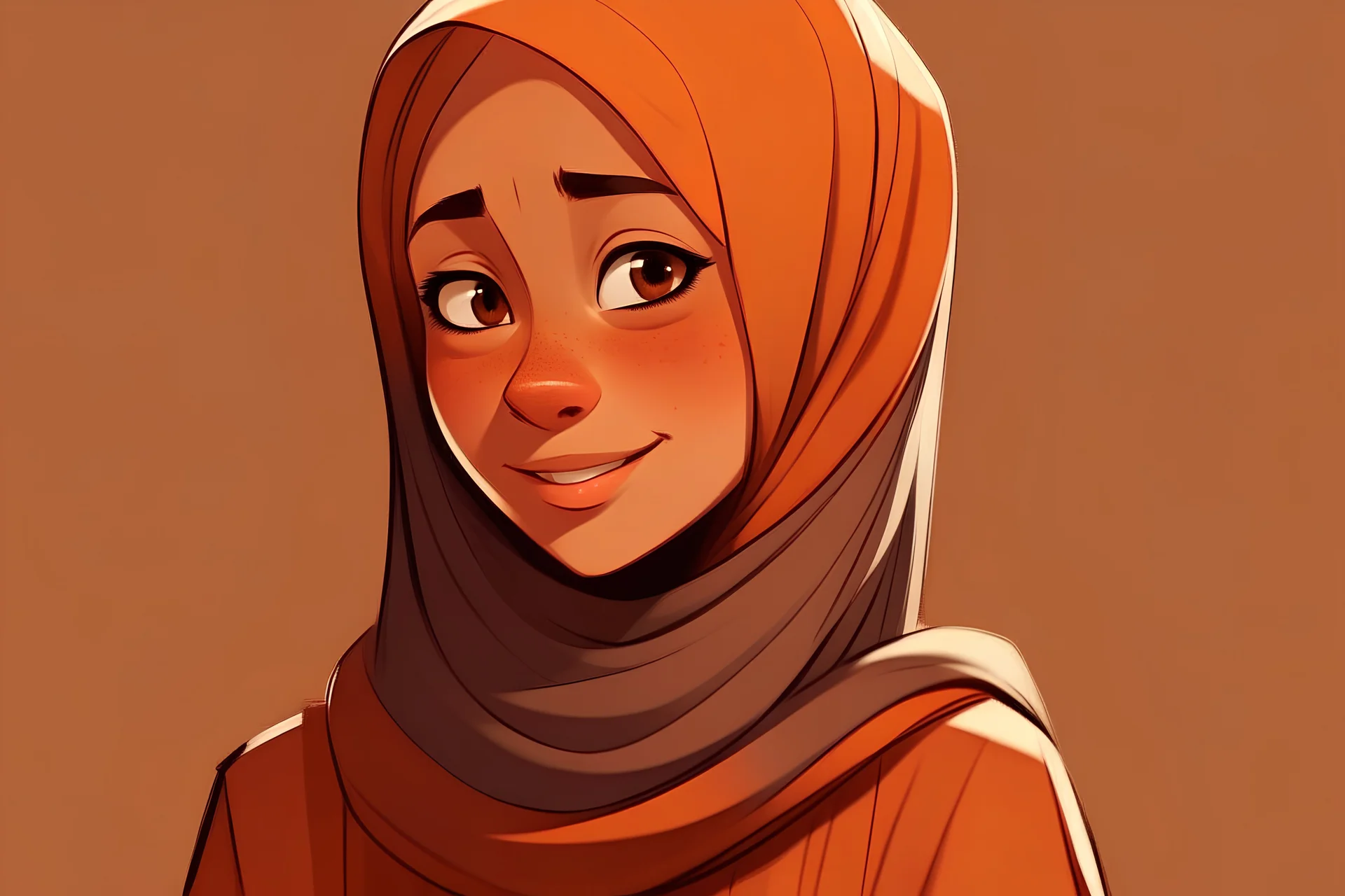 Amina Wearing the Hijab: Illustrate the moment Amina puts on the hijab for the first time. Capture her emotions and newfound confidence.