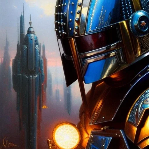 'Jango Fett helmet',ancient metal armor and helmet ,painting by gaston bussiere, greg rutkowski, yoji shinkawa, yoshitaka amano, tsutomu nihei, donato giancola, tim hildebrandt, oil on canvas, cinematic composition, extreme detail,fit full head inside picture,16k