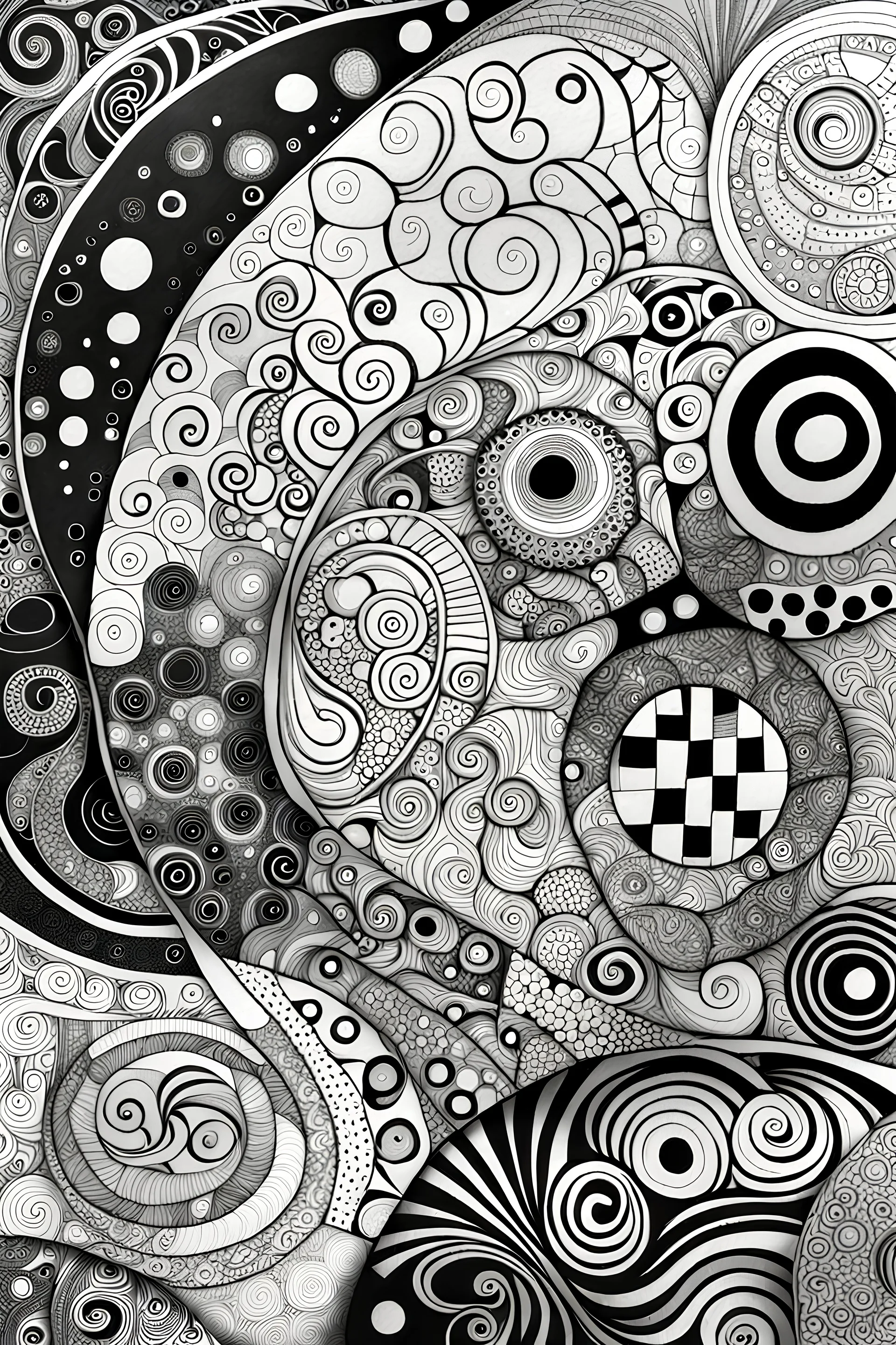 random Zentangle patterns in the styles of Gustav Klimt ,Wassily Kandinsky, and Paul Klee