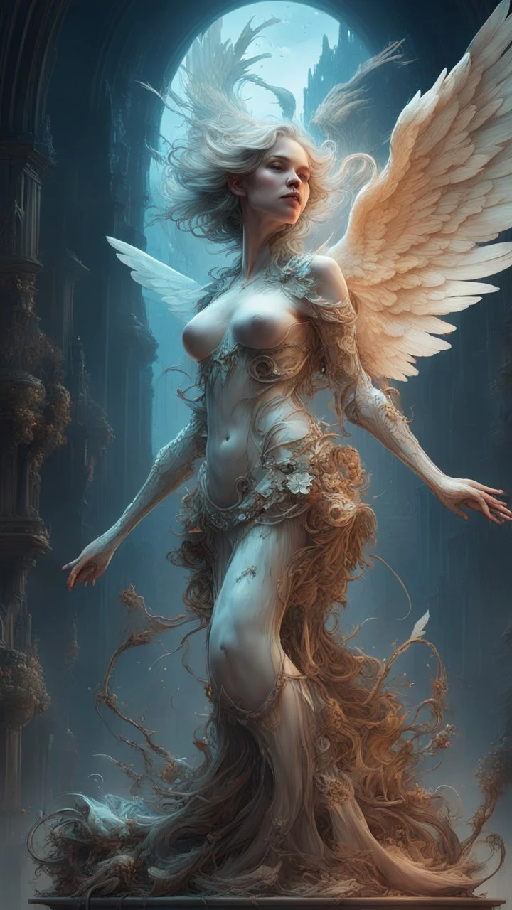 "3D HR Complex Unique and Beautiful Angel , 2 a breathtaking frontier fantasy artwork by Android Jones, Jean Baptiste monge, Alberto Seveso, Erin Hanson, Jeremy Mann. Minimalist highly detailed and complex professional_photography, masterpieces, 8k resolution concept art, Artstation, tricolor, Unreal Engine 5, cgsociety" Highly detailed ArtStation Concept Art Clear Focus Smooth cinematic 4K epic Details Serious Stoic ARTgerm AN's mature art. Busch painting style