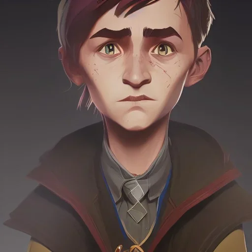 Portrait of a 9 year old wizard boy Jim Kay style