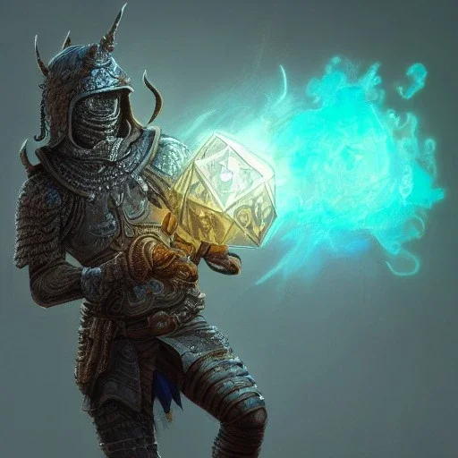 Insanely detailed photograph of a D&D chainmail warrior “male mariachi holding glowing D20” with intricate detailed Sombrero, intricate charo, hyperdetailed painting by Ismail Inceoglu Huang Guangjian and Dan Witz CGSociety ZBrush Central fantasy art album cover art,8K, hdr, mysterious, flickeringlights ,Stoic