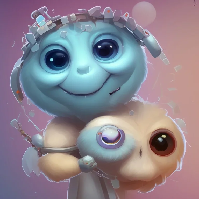 a small and adorable computer character with big, round eyes and a friendly smile