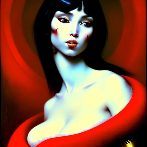 Portrait of Vampirella voloptuos beautiful by Jean Auguste Dominique Ingres 4k