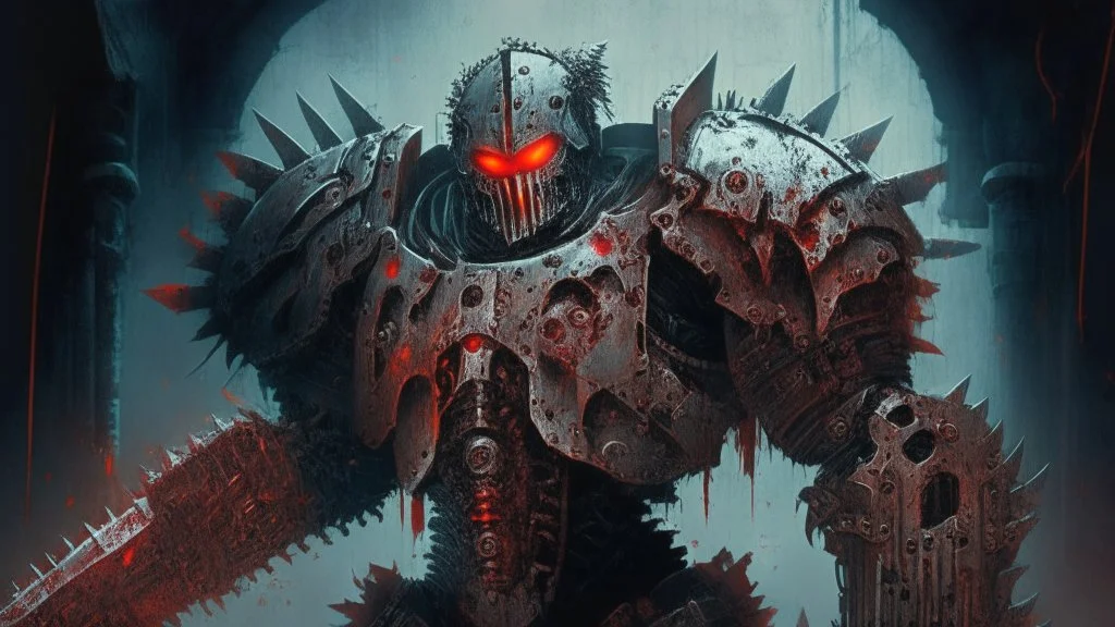 Machine knight, mechanical knight, gears, blood, Horror