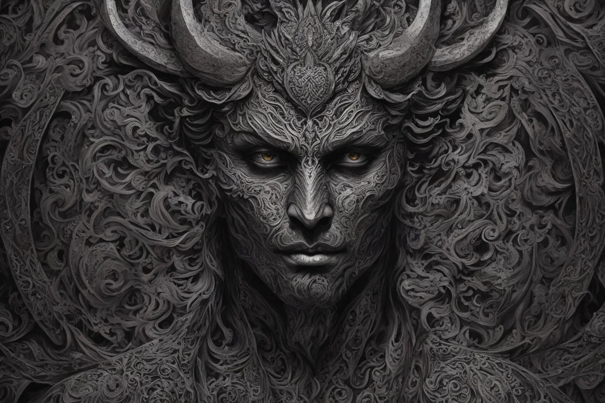 A mesmerizing and abstract portrait of Hades, the god of the underworld, using dark tones and intricate patterns to capture the enigmatic essence of the underworld's ruler, (mesmerizing and abstract portrait:1.4), (Hades, god of the underworld:1.5), (dark tones and intricate patterns:1.3), (expressive and enigmatic ambiance:1.2), inspired by abstract interpretations of classical mythology and the mysteries of the underworld, trending on ArtStation, Intricate, Sharp focus, atmospheric lighting