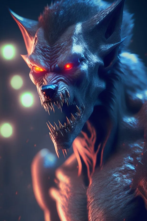 Vampire werewolf alien fused ,3d render, high details, high contrast, long explosure, hyper realistic, color grading, bokeh, unreal engine 5, 8k