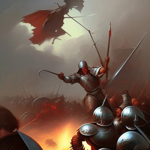 frank frazetta style, medieval battle, storm, siege weapons