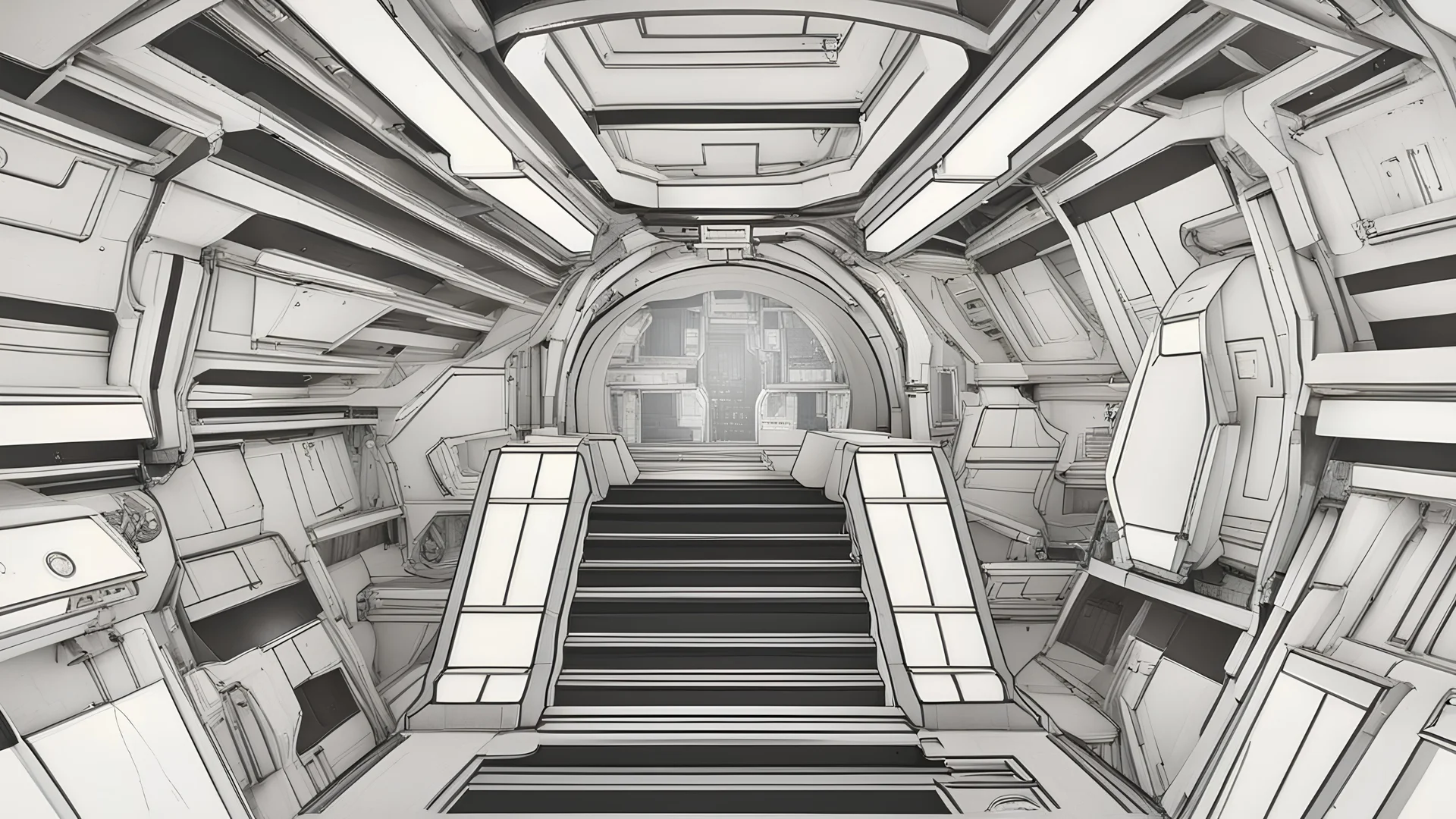 Stairs Wars death star white control cabin