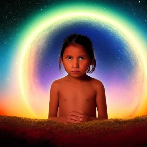 subtle indigenous child in a galactic ambiance