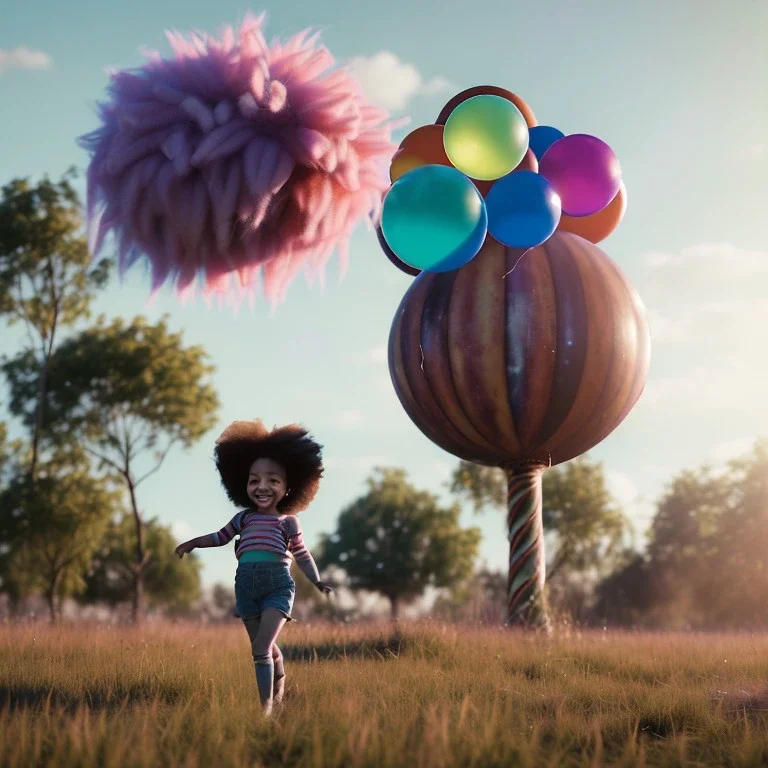 Ultra realistic circus scene. Sweet big hair monster. Child’s playing, smile, happy, color bubbles, smooth color, waist up view, Wes Anderson style, dark ambient, highly detailed, concept art, unreal engine 5, god rays, ray tracing, RTX, lumen lighting, ultra detail, volumetric lighting, 3d, finely drawn, high definition, high resolution.