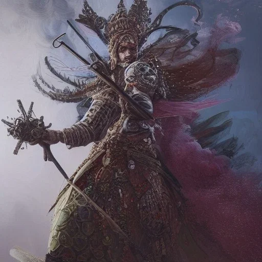 Insanely detailed photograph of an “portrait of a D&D fighter” with intricate Sombrero, intricate embroidered charo, mustachioed clear face and hyperdetailed painting by Ismail Inceoglu Huang Guangjian and Dan Witz CGSociety ZBrush Central fantasy art album cover art,8K, hdr, romantic, mysterious, ominous, cigar smoke, jewelry, comfort, natural eyes,naked,tasteful