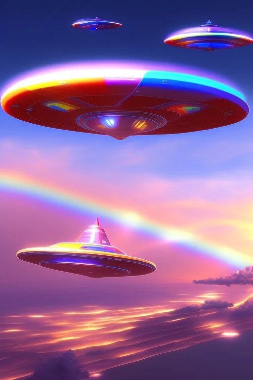 Ufo rainbow trés beau vaisseau intergalactique, belles couleurs,